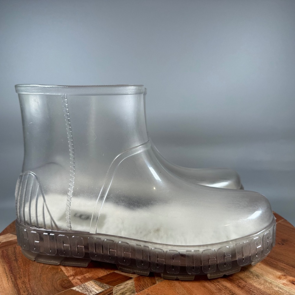 UGG Classic Clear Mini Waterproof Rain Boots Clear Natural White Womens 8